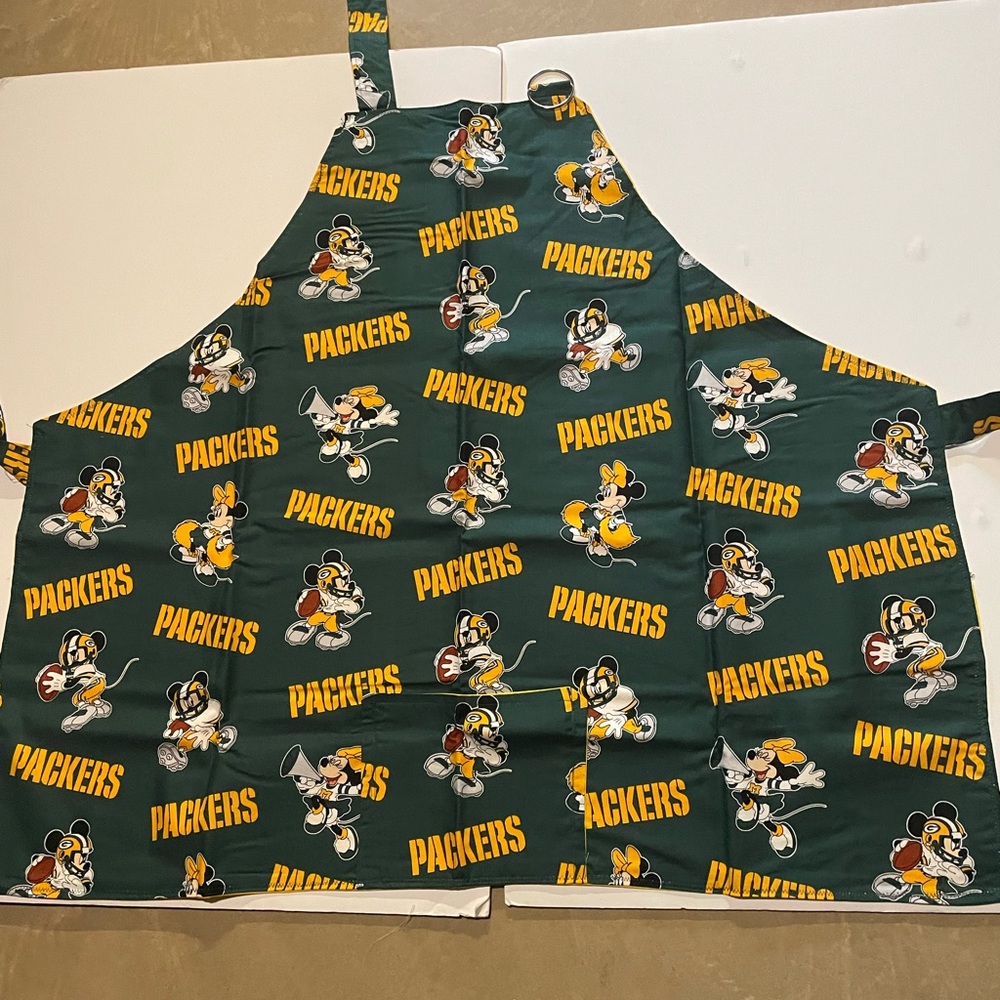 Green Packers Adult Barbeque Apron with Mickey Mouse Cartoon Characters